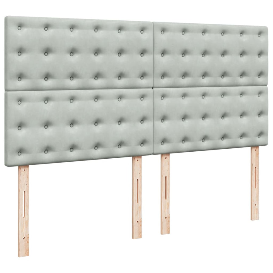 Boxspring met matras fluweel lichtgrijs 200x200 cm