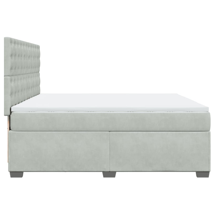 Boxspring met matras fluweel lichtgrijs 200x200 cm