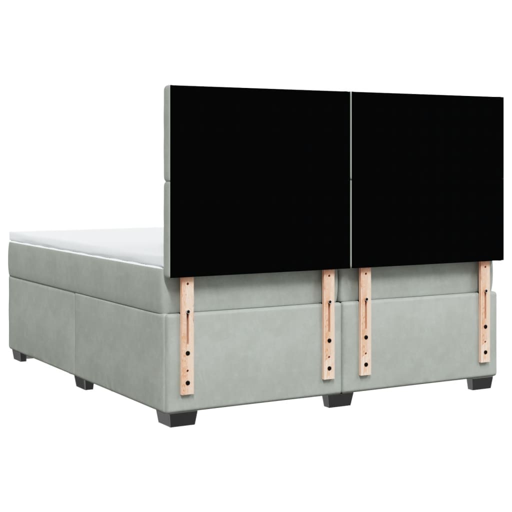 Boxspring met matras fluweel lichtgrijs 200x200 cm