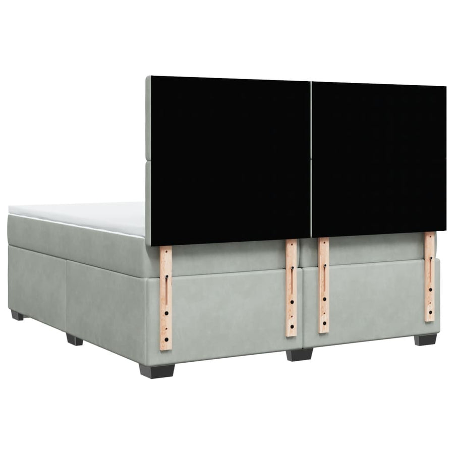 Boxspring met matras fluweel lichtgrijs 200x200 cm