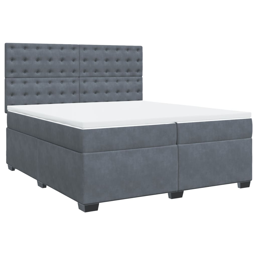Boxspring met matras fluweel donkergrijs 200x200 cm
