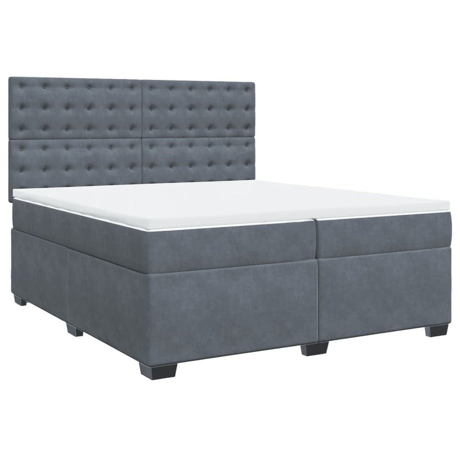 Boxspring met matras fluweel donkergrijs 200x200 cm