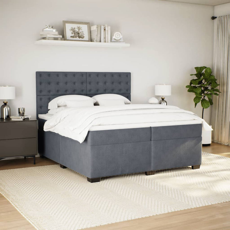 Boxspring met matras fluweel donkergrijs 200x200 cm