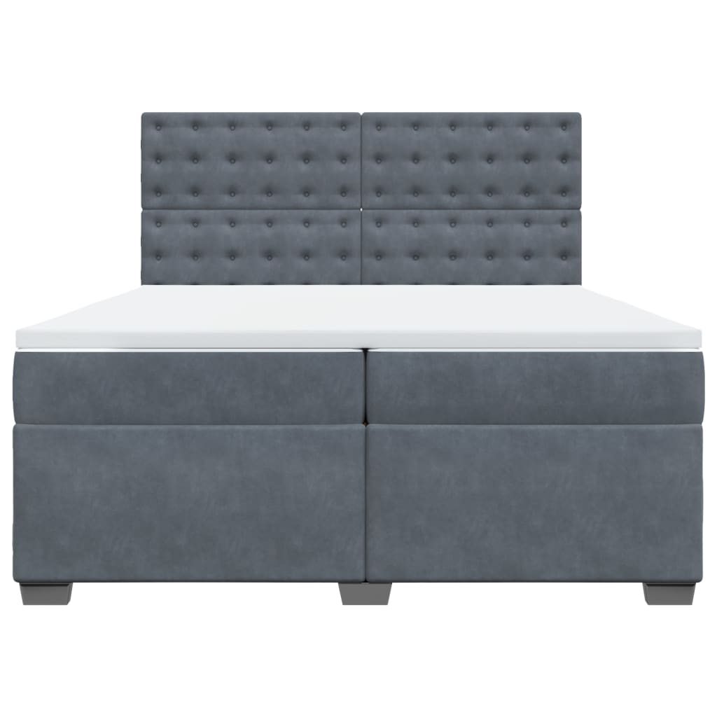Boxspring met matras fluweel donkergrijs 200x200 cm