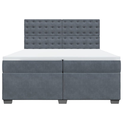 Boxspring met matras fluweel donkergrijs 200x200 cm