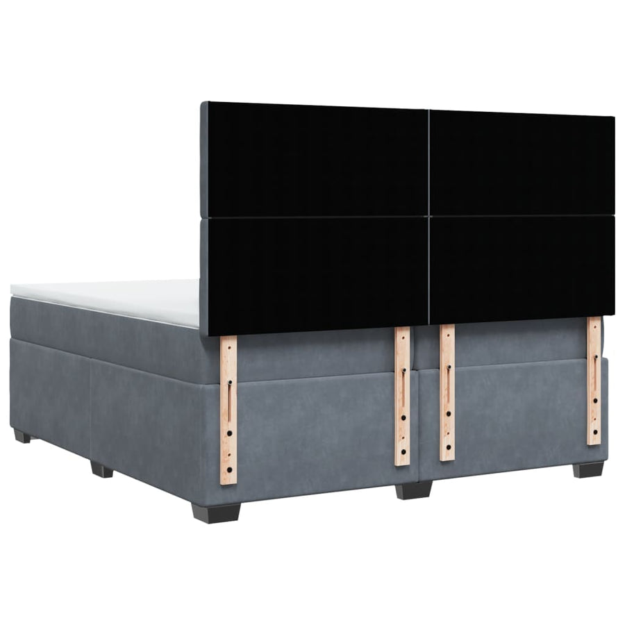 Boxspring met matras fluweel donkergrijs 200x200 cm