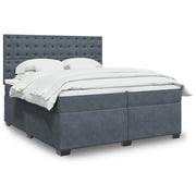 Boxspring met matras 200x200 cm donkergrijs fluweel
