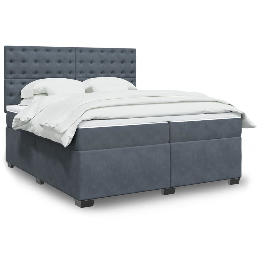 Boxspring met matras fluweel donkergrijs 200x200 cm