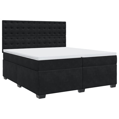 Boxspring met matras fluweel zwart 200x200 cm