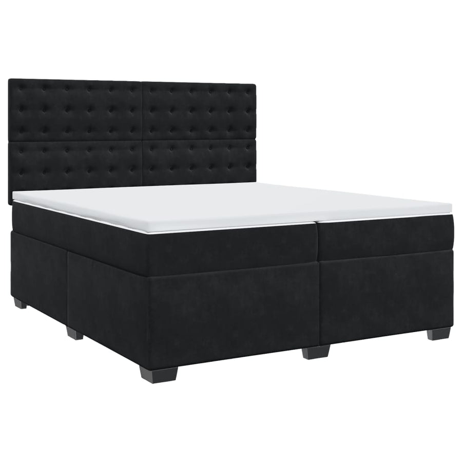 Boxspring met matras fluweel zwart 200x200 cm