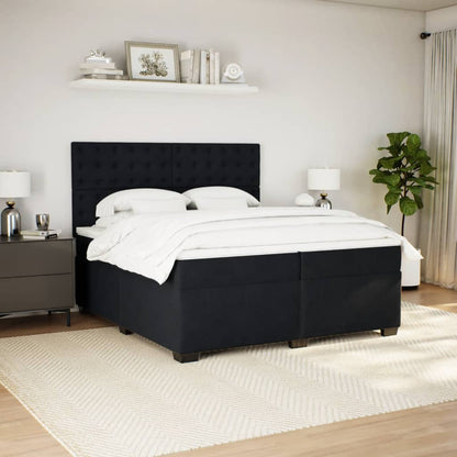 Boxspring met matras fluweel zwart 200x200 cm
