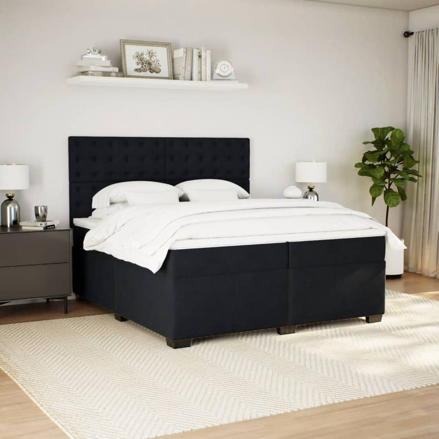 Boxspring met matras fluweel zwart 200x200 cm