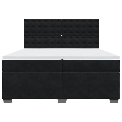 Boxspring met matras fluweel zwart 200x200 cm