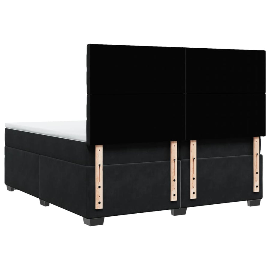 Boxspring met matras fluweel zwart 200x200 cm