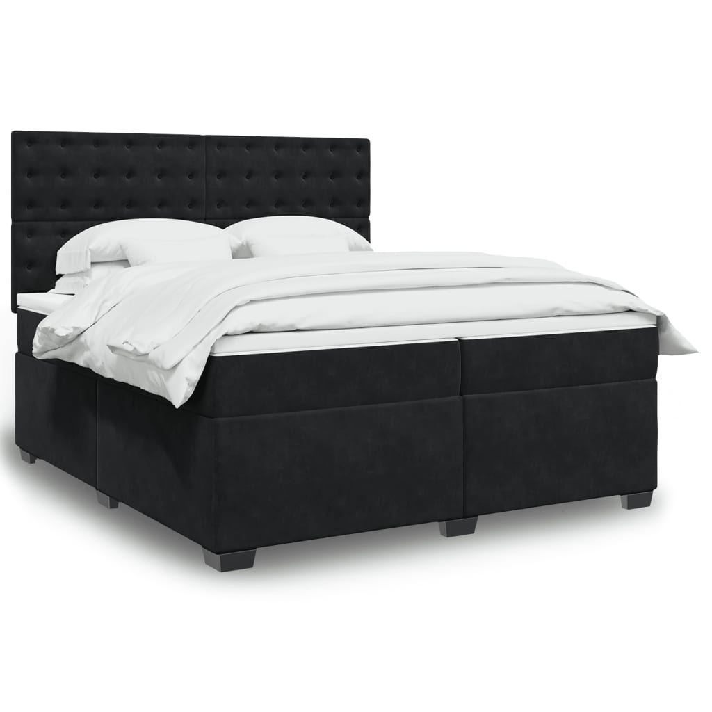 Boxspring met matras fluweel zwart 200x200 cm