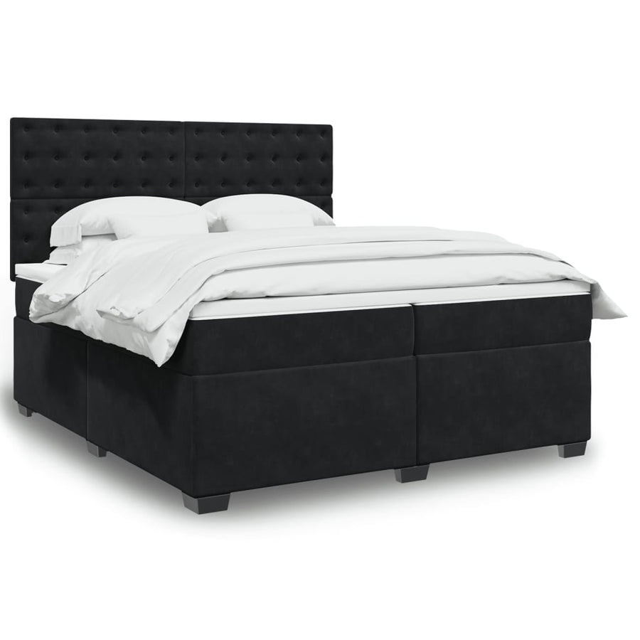 Boxspring met matras fluweel zwart 200x200 cm