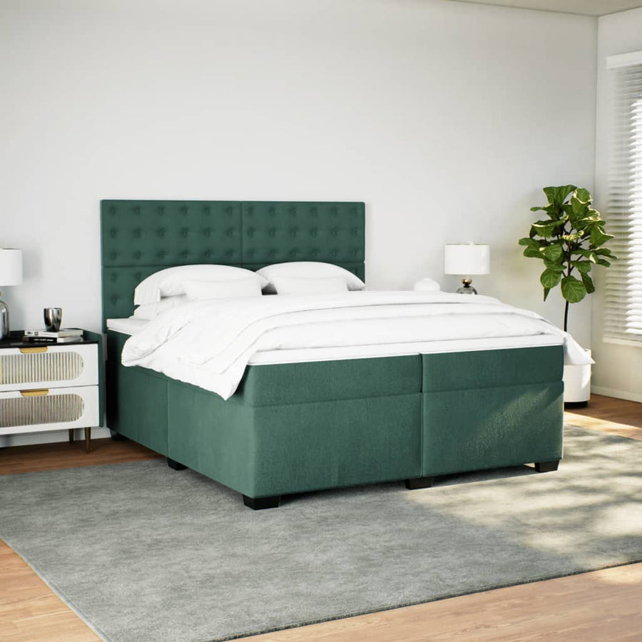 Boxspring met matras fluweel donkergroen 200x200 cm