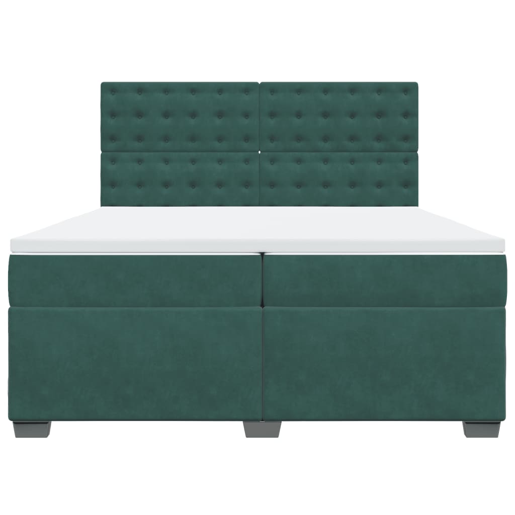 Boxspring met matras fluweel donkergroen 200x200 cm