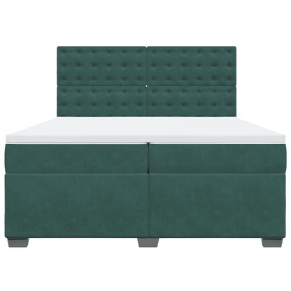 Boxspring met matras fluweel donkergroen 200x200 cm