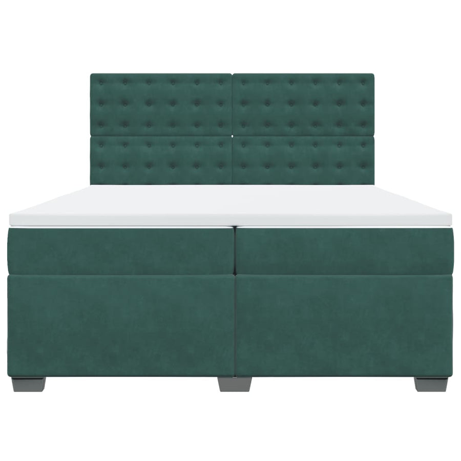 Boxspring met matras fluweel donkergroen 200x200 cm