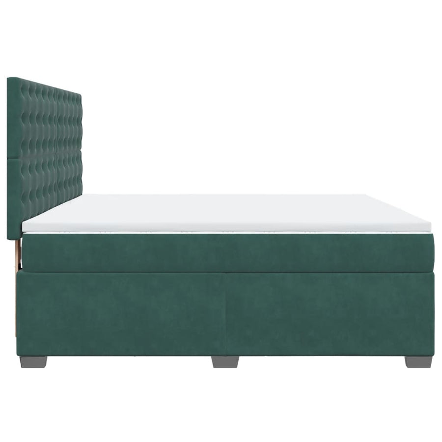 Boxspring met matras fluweel donkergroen 200x200 cm