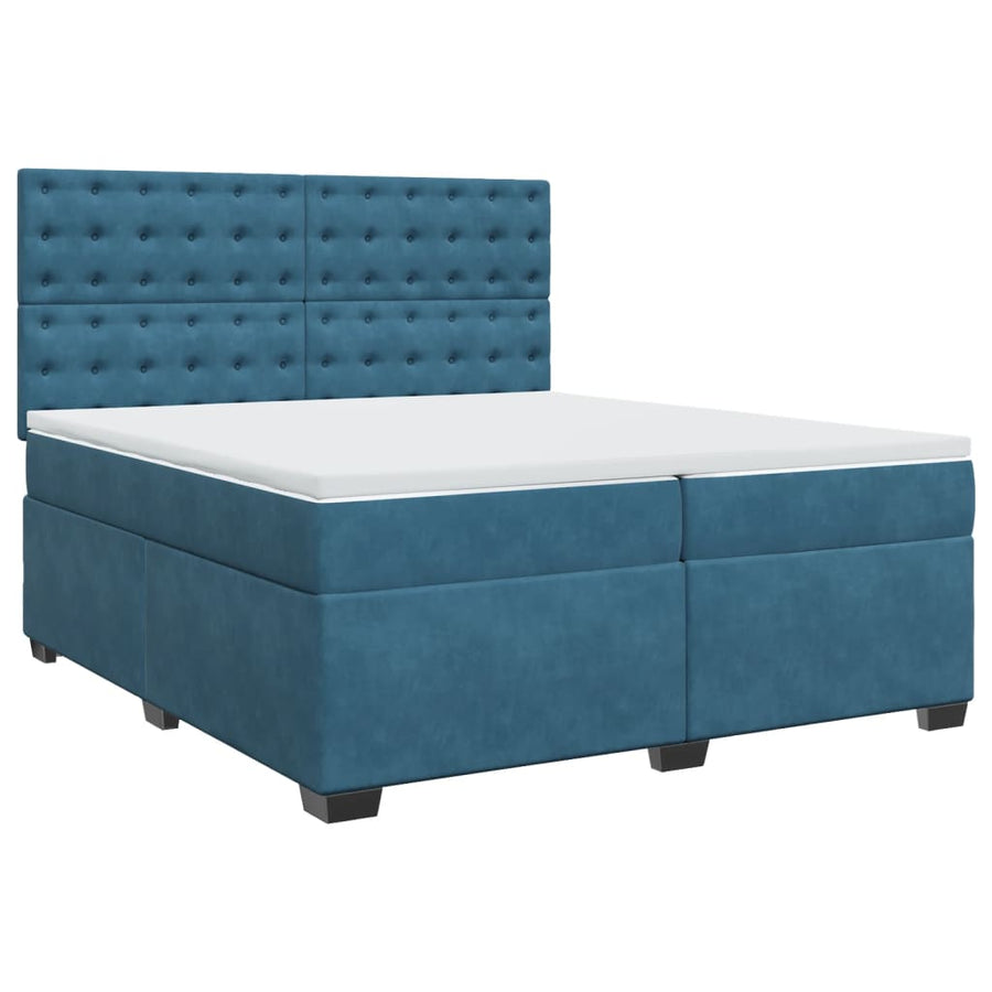 Boxspring met matras fluweel blauw 200x200 cm