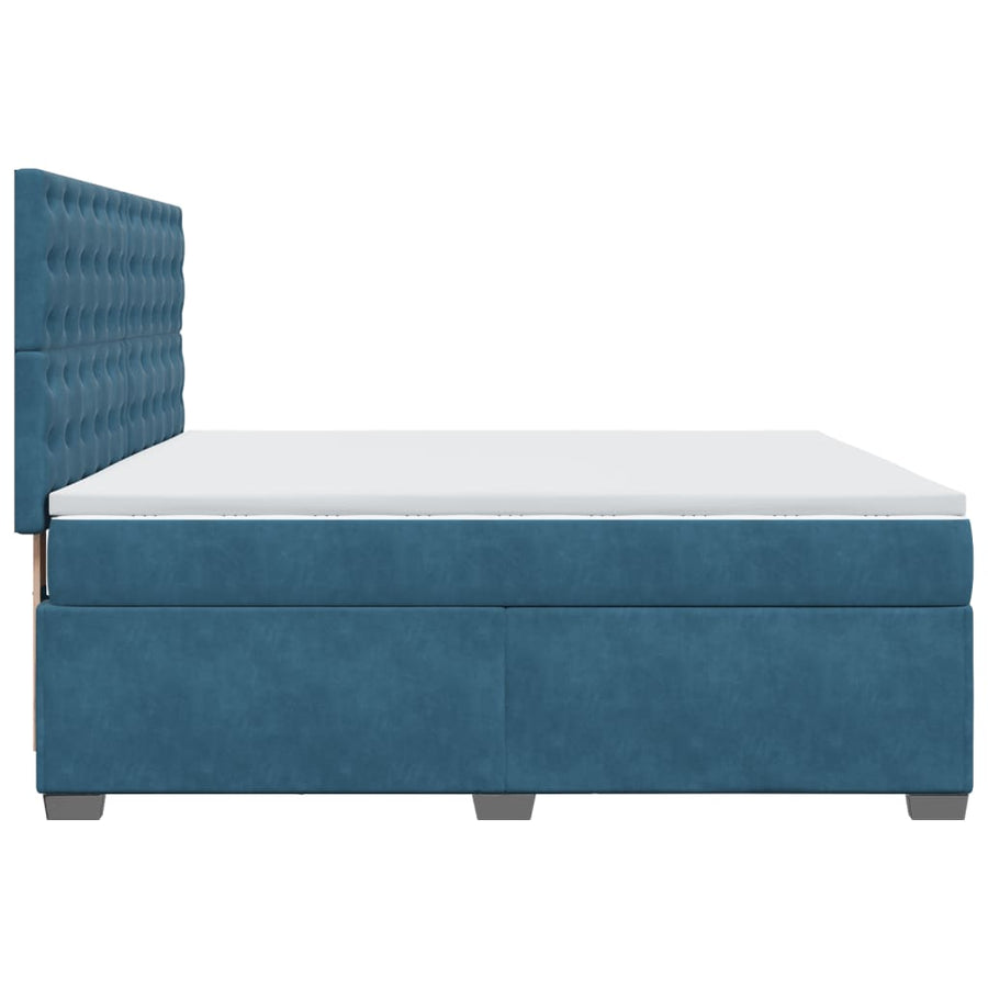 Boxspring met matras fluweel blauw 200x200 cm