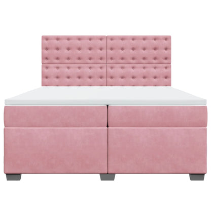 Boxspring met matras fluweel roze 200x200 cm