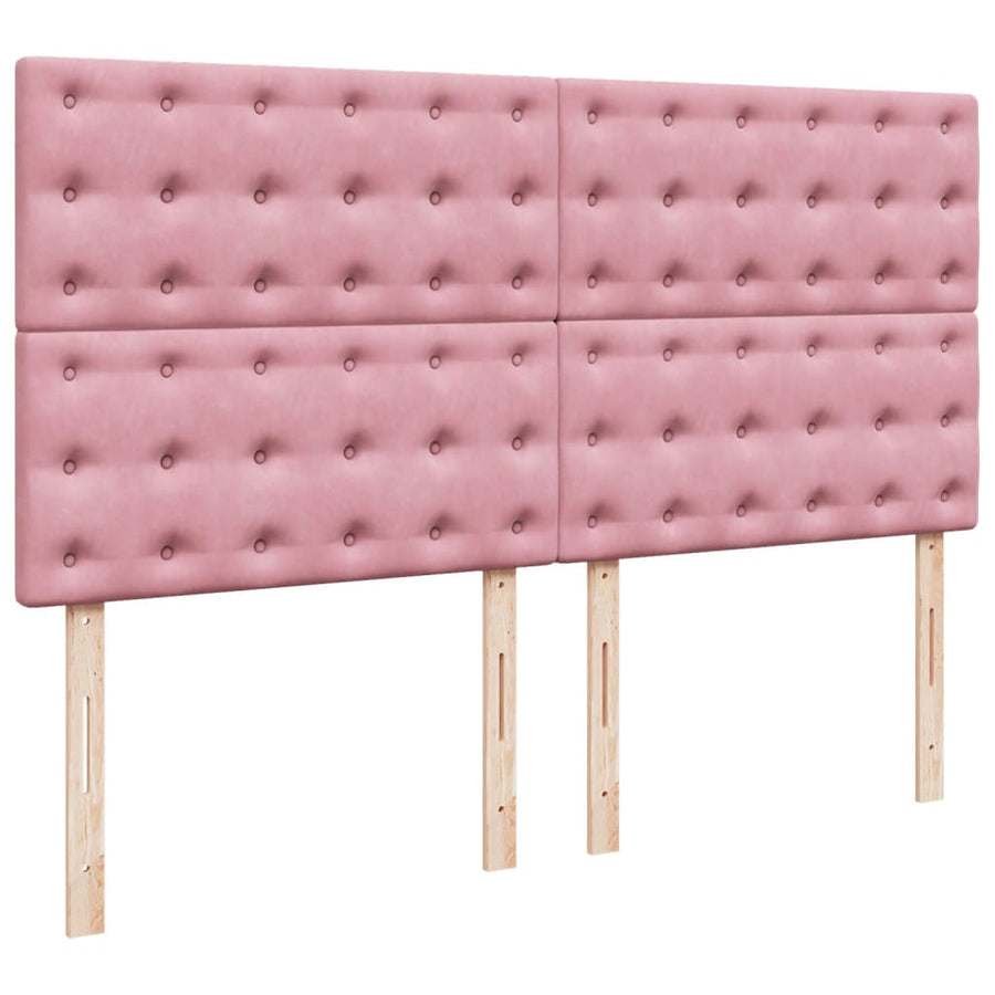 Boxspring met matras fluweel roze 200x200 cm