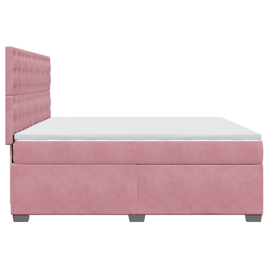 Boxspring met matras fluweel roze 200x200 cm