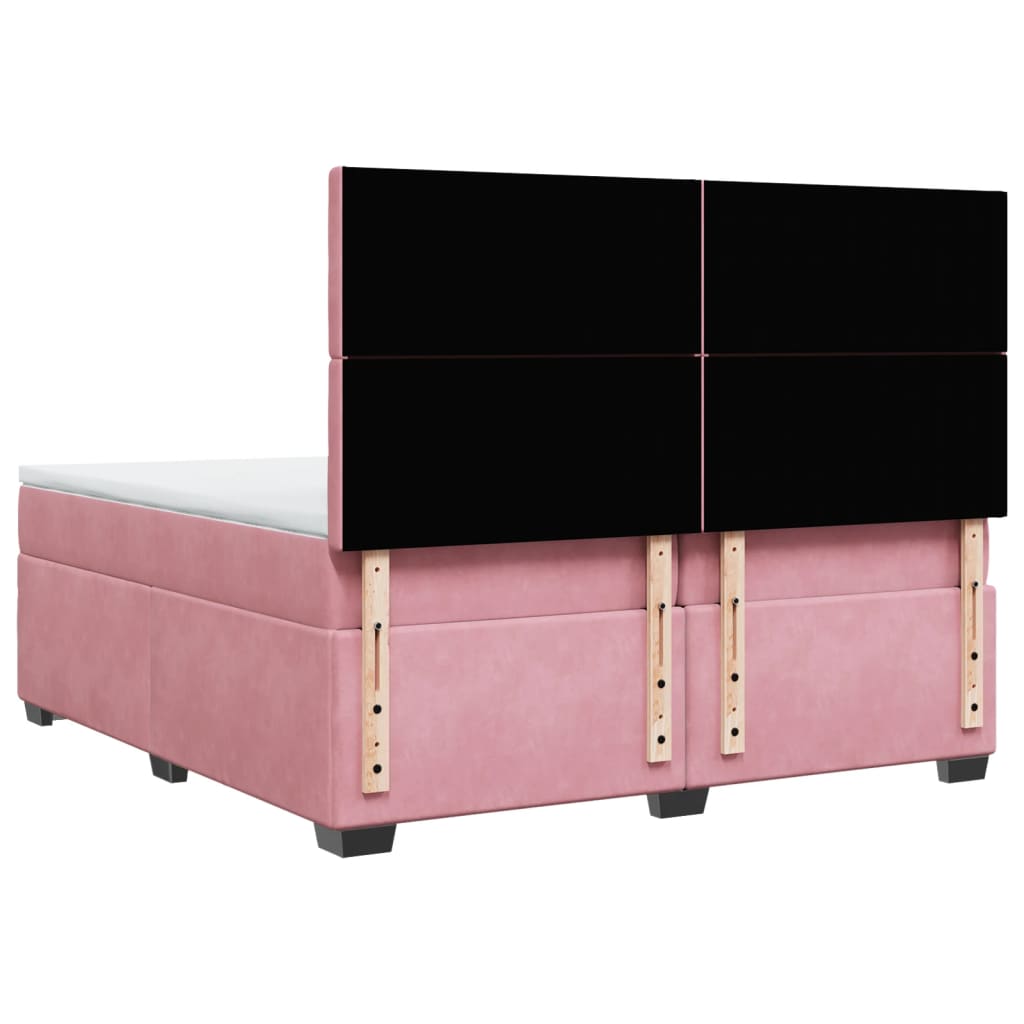 Boxspring met matras fluweel roze 200x200 cm