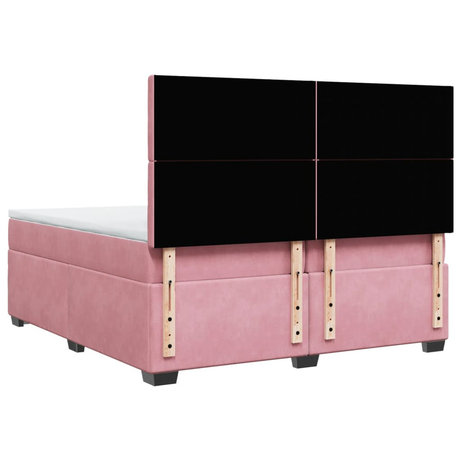 Boxspring met matras fluweel roze 200x200 cm