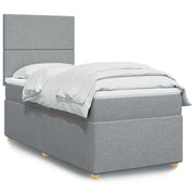 Box spring with mattress fabric light gray 80x200 cm