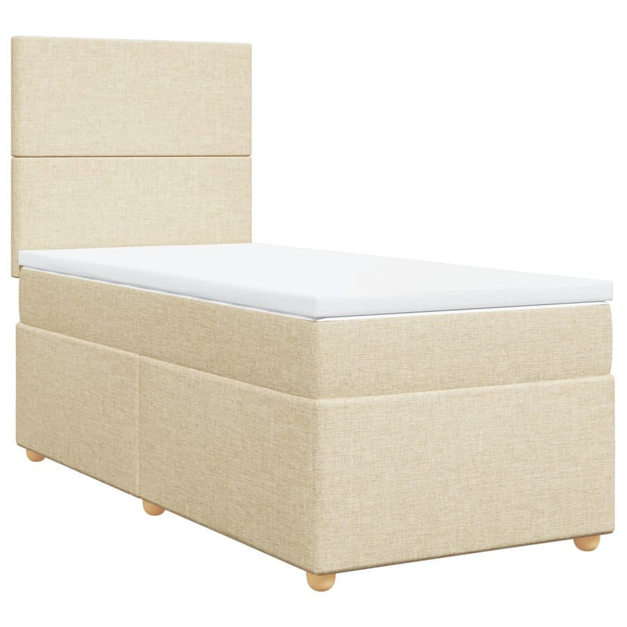 Boxspring met matras stof crèmekleurig 80x200 cm