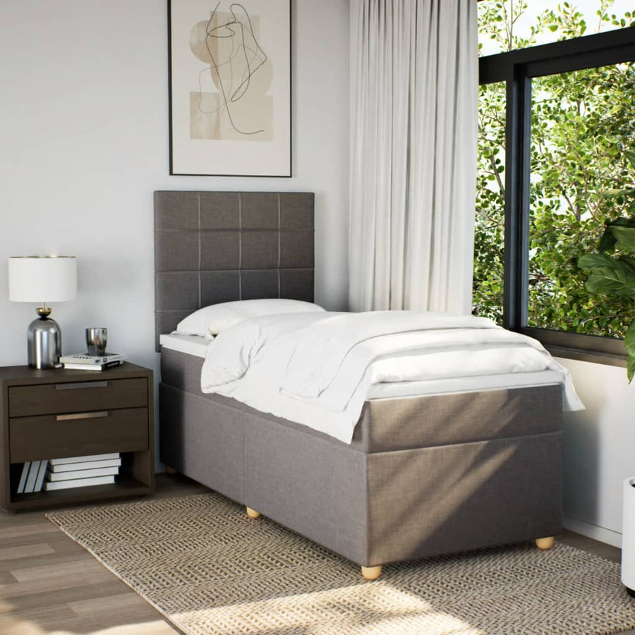 Boxspring Met Matras Stof 80 x 200 cm Taupe