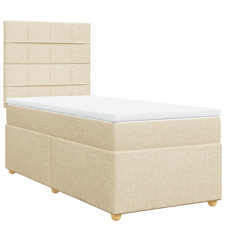Boxspring met matras stof crèmekleurig 80x200 cm