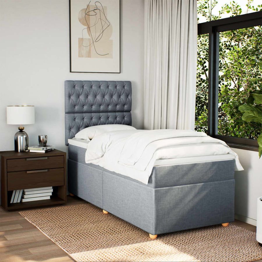 Boxspring met matras stof lichtgrijs 80x200 cm