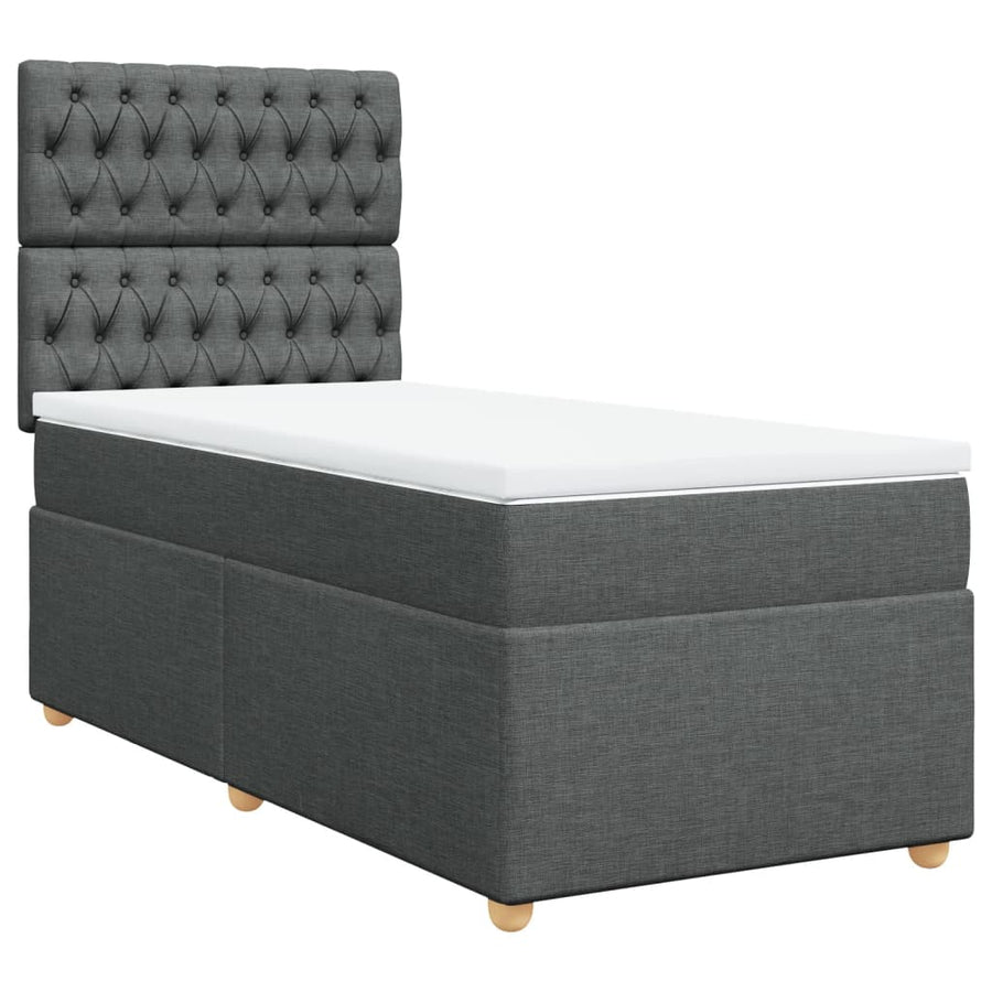 Boxspring met matras stof donkergrijs 80x200 cm