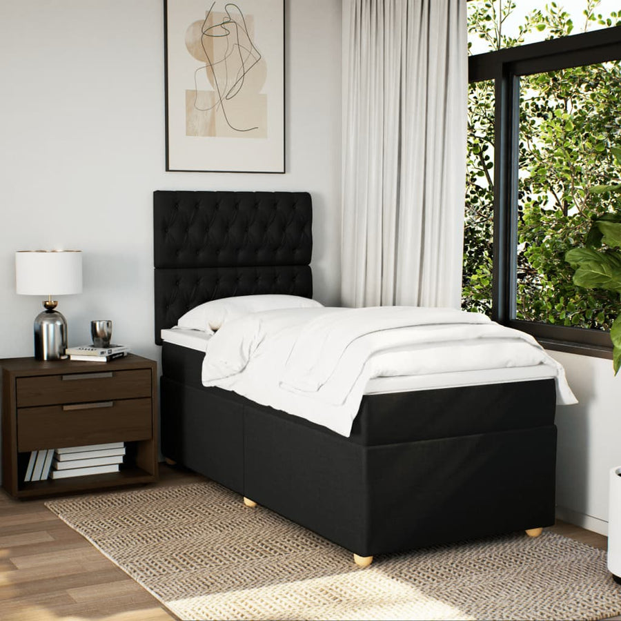 Boxspring met matras stof zwart 80x200 cm