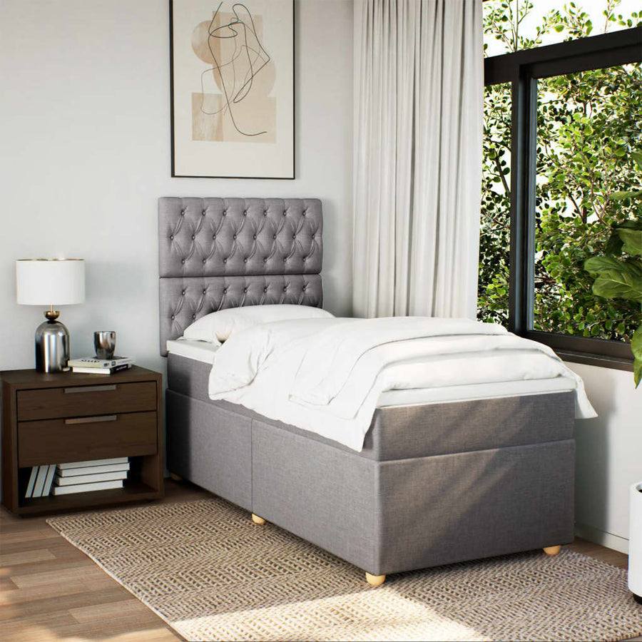 Boxspring Met Matras Stof 80 x 200 cm Taupe