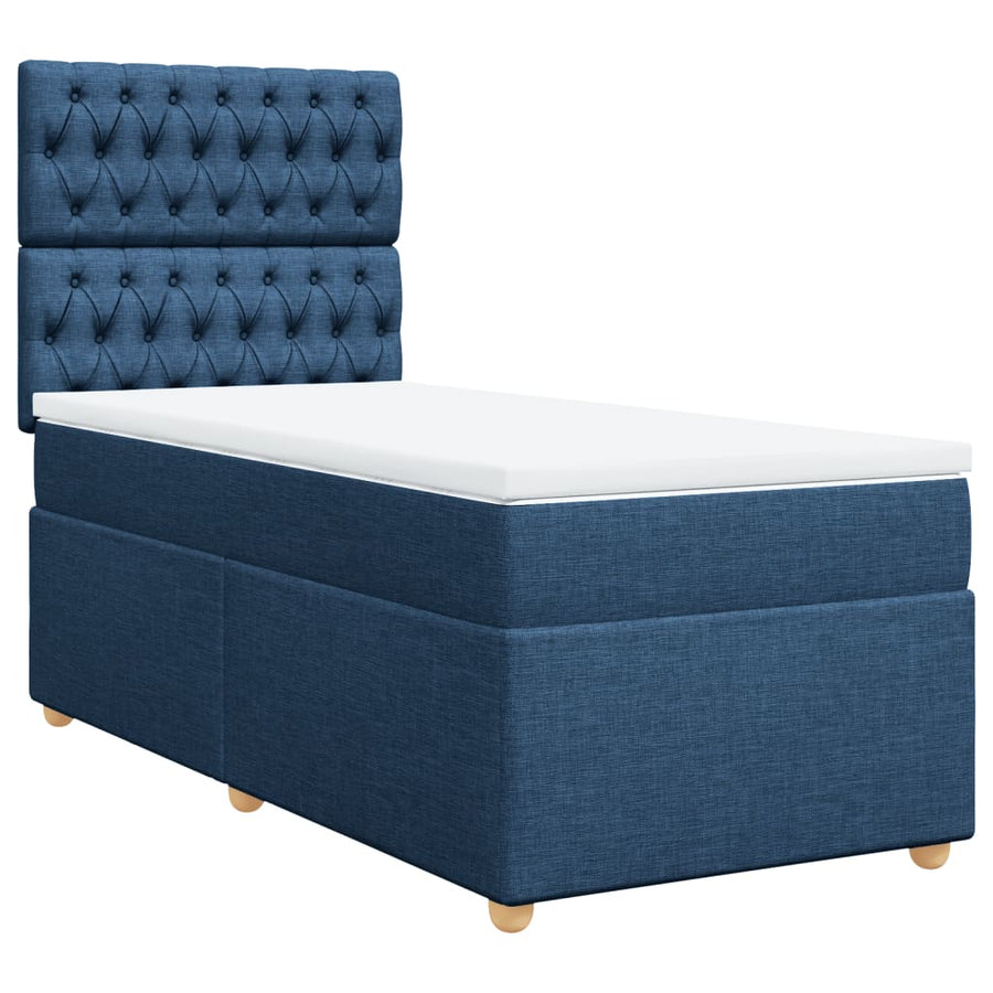Boxspring met matras stof blauw 80x200 cm
