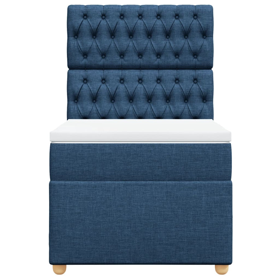 Boxspring met matras stof blauw 80x200 cm