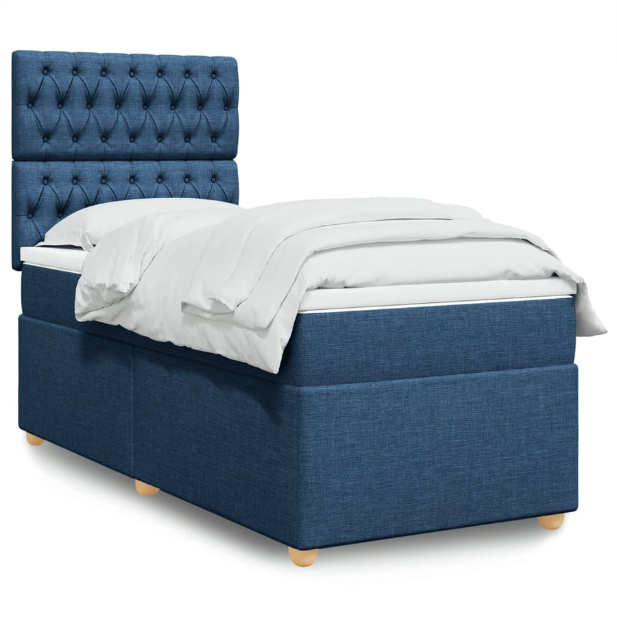 Boxspring met matras stof blauw 80x200 cm