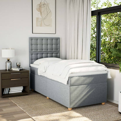 Boxspring met matras stof lichtgrijs 80x200 cm