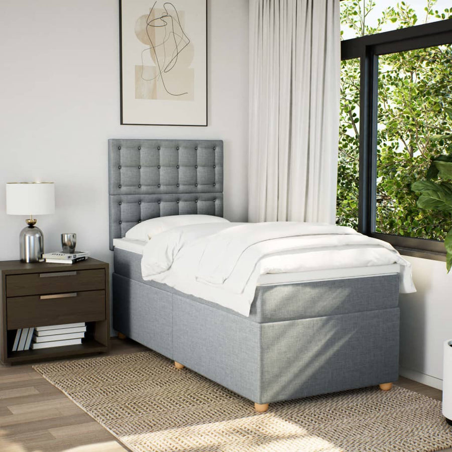 Boxspring met matras stof lichtgrijs 80x200 cm