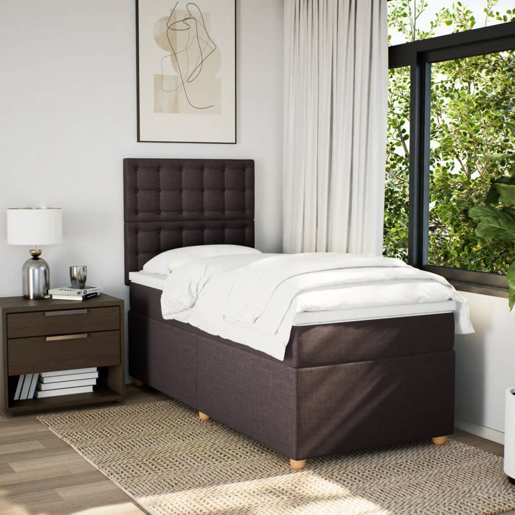Boxspring Met Matras Stof 80 x 200 cm Donkerbruin