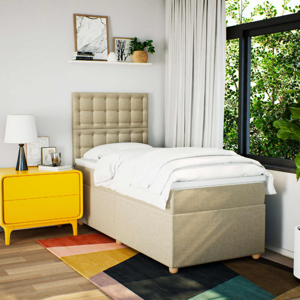 Boxspring met matras stof crèmekleurig 80x200 cm