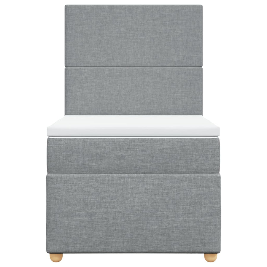 Boxspring met matras stof lichtgrijs 90x190 cm