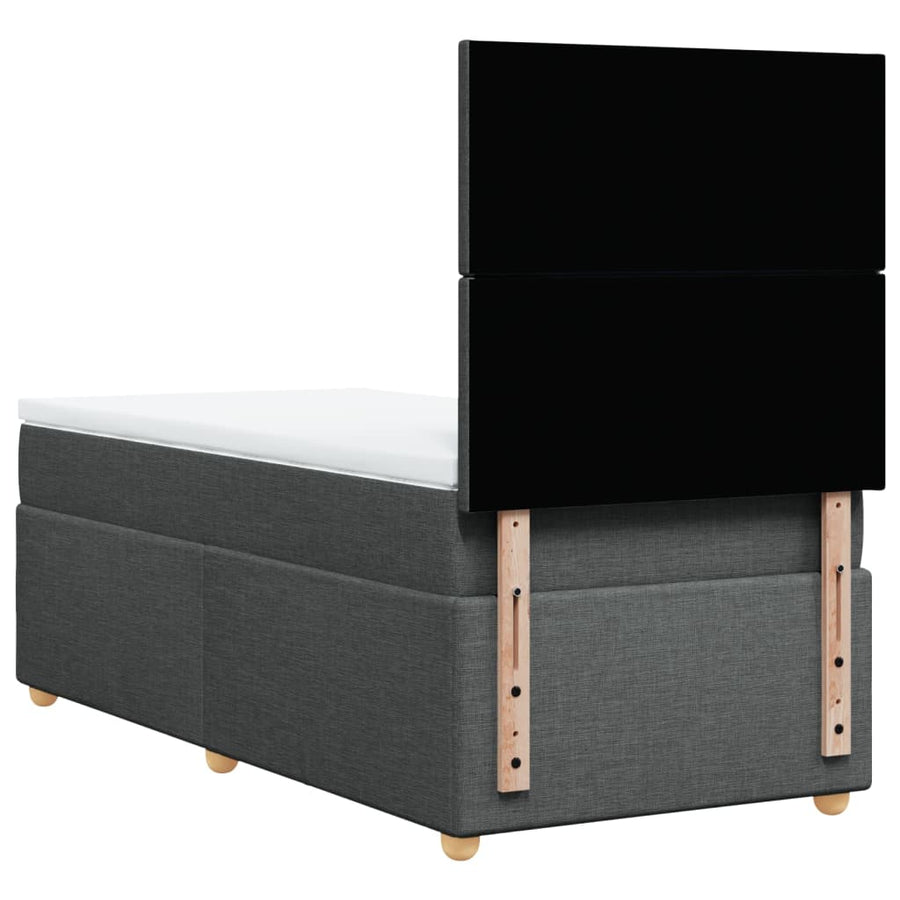 Boxspring met matras stof donkergrijs 90x190 cm