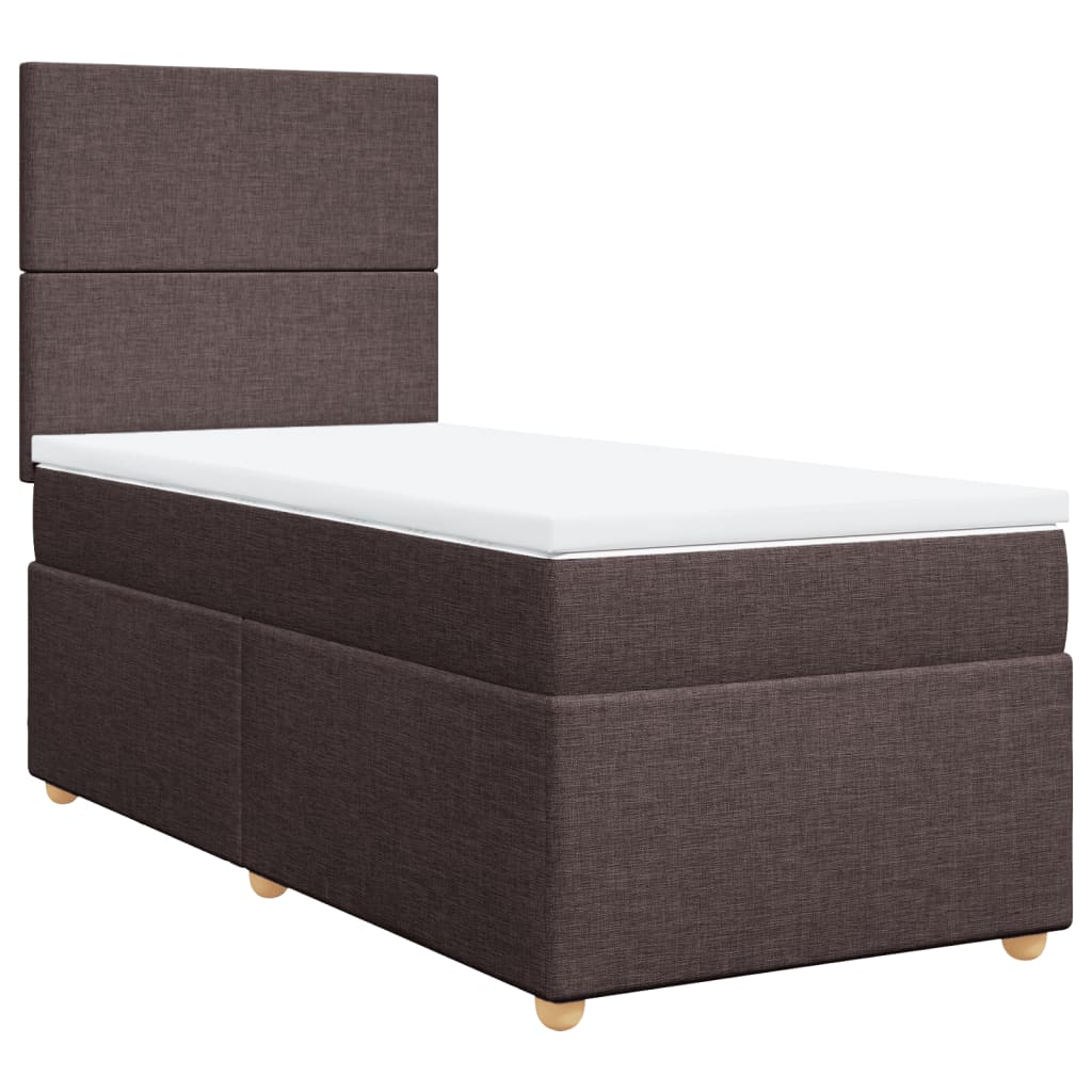 Boxspring met matras stof donkerbruin 90x190 cm